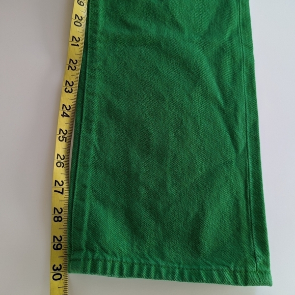 FRAME Le Slouch Mid-rise Straight Leg 5 Pocket Brushed Cotton Jeans, Apple Green - Picture 12 of 12